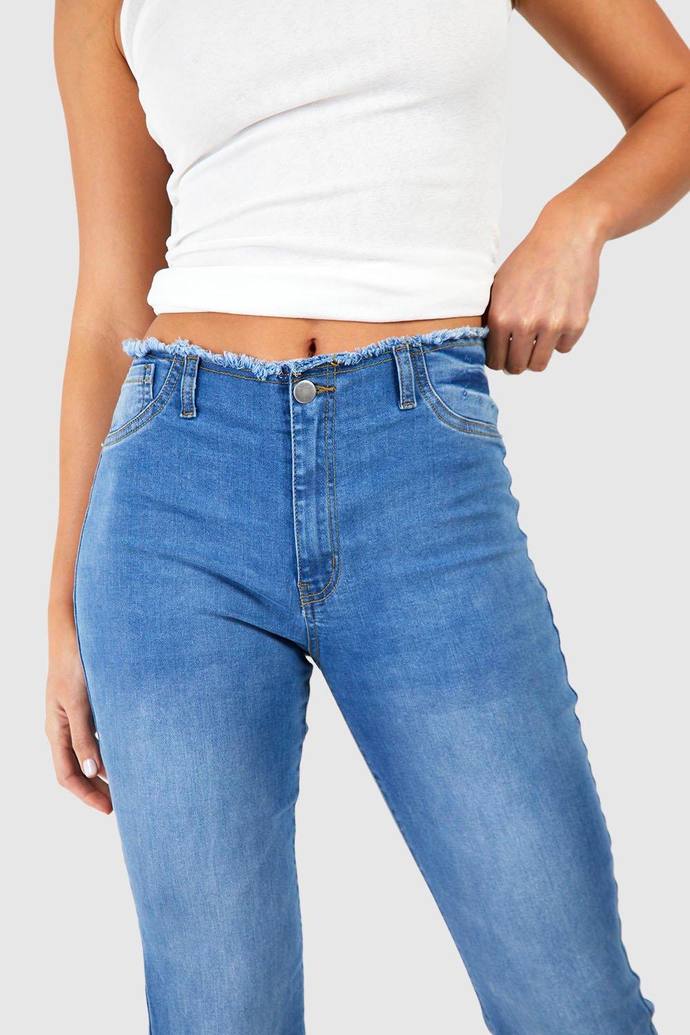 Pantaloni a zampa Tall in Stretch con fondo sfilacciato